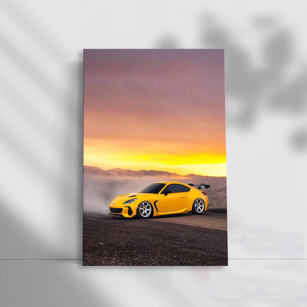 Subaru BRZ Glowing Yellow at Sunset - Sporty Elegance