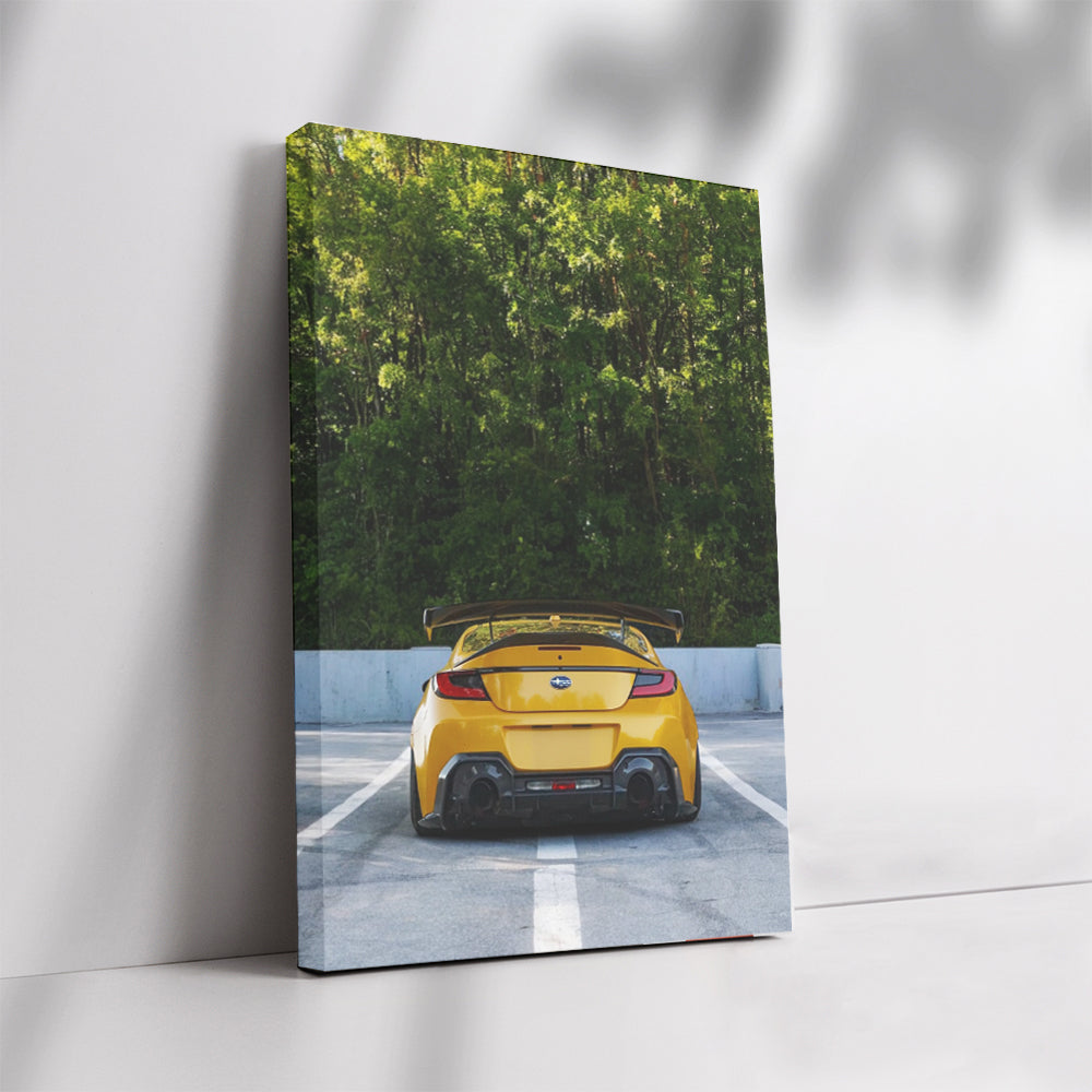 Subaru BRZ in Yellow: Sporty Elegance in Parking Lot