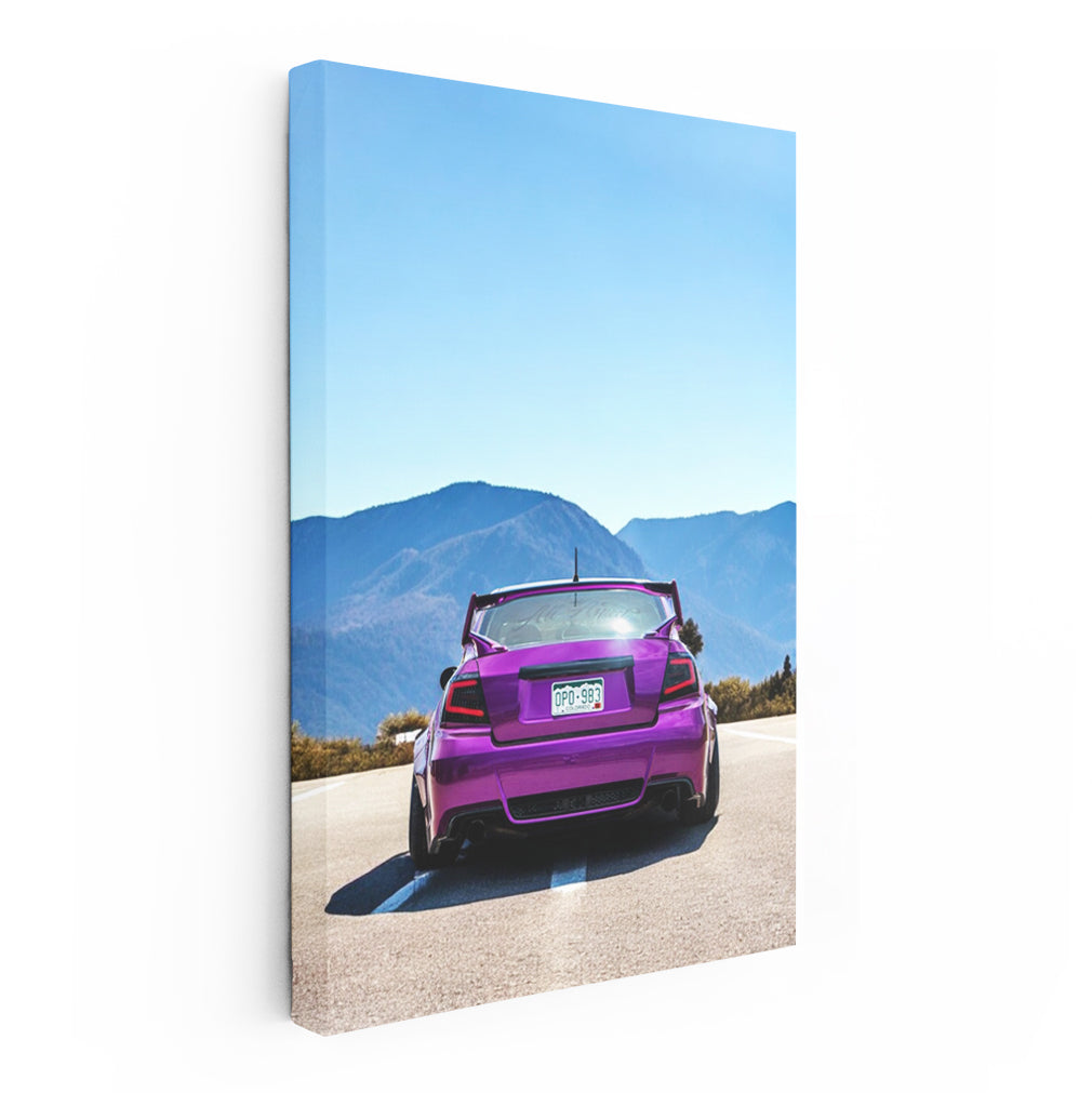 Purple Subaru WRX in Mountain Landscape - Rugged Performance