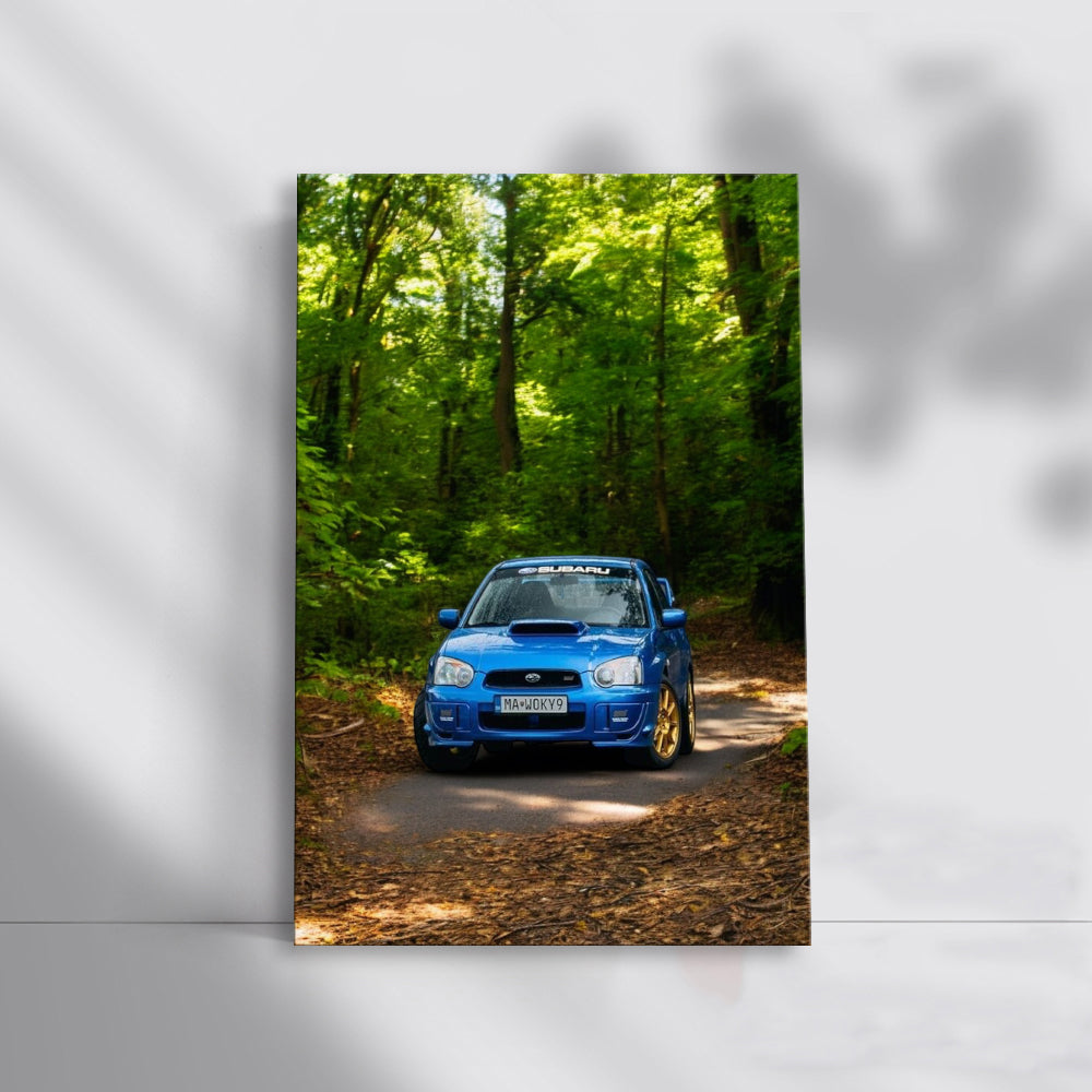 Blue Subaru WRX in Forest - Thrilling Adventure Awaits