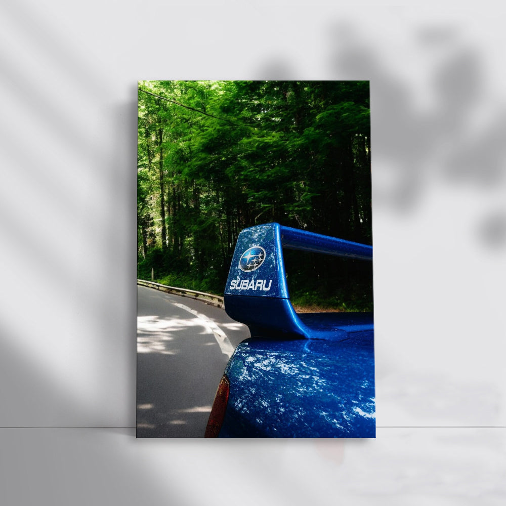 Blue Subaru WRX in Forest - Power and Precision