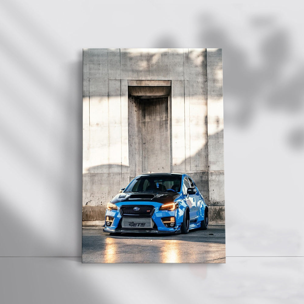 Blue Subaru WRX by Concrete Wall - Speed and Style Unleashed