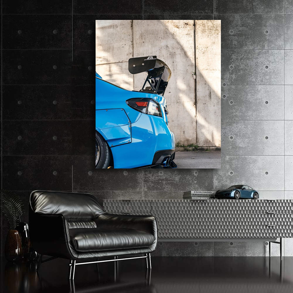 Blue Subaru WRX by Concrete Wall - Turbocharged Performance