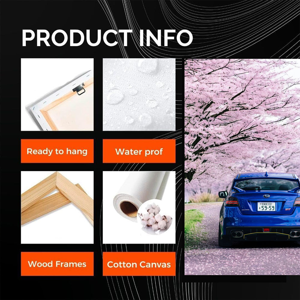Subaru WRX in Blue Beneath Cherry Blossoms - Speed and Style