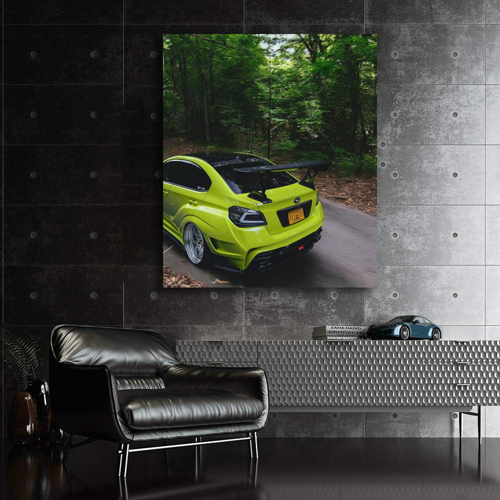 Subaru WRX in Green Forest Adventure - Rugged Performance