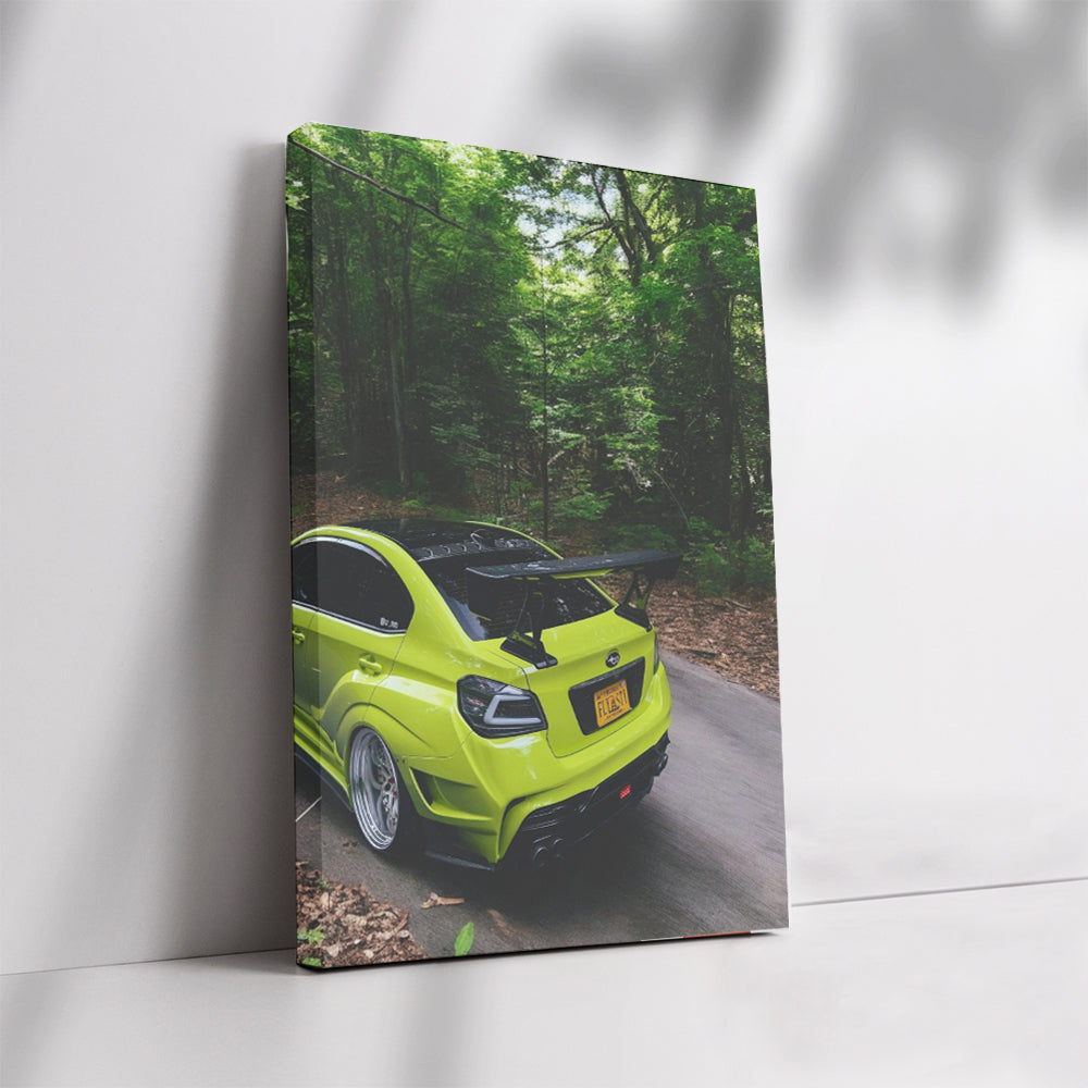 Subaru WRX in Green Forest Adventure - Rugged Performance