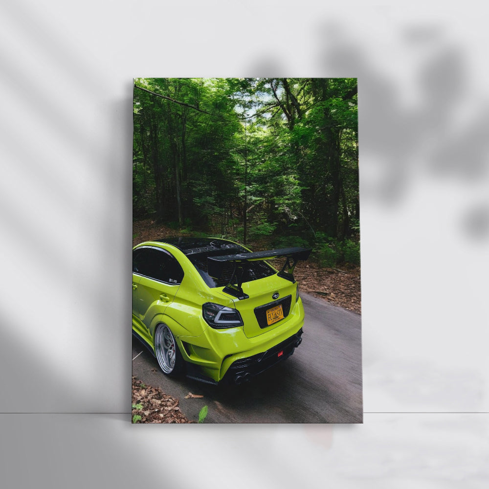Subaru WRX in Green Forest Adventure - Rugged Performance
