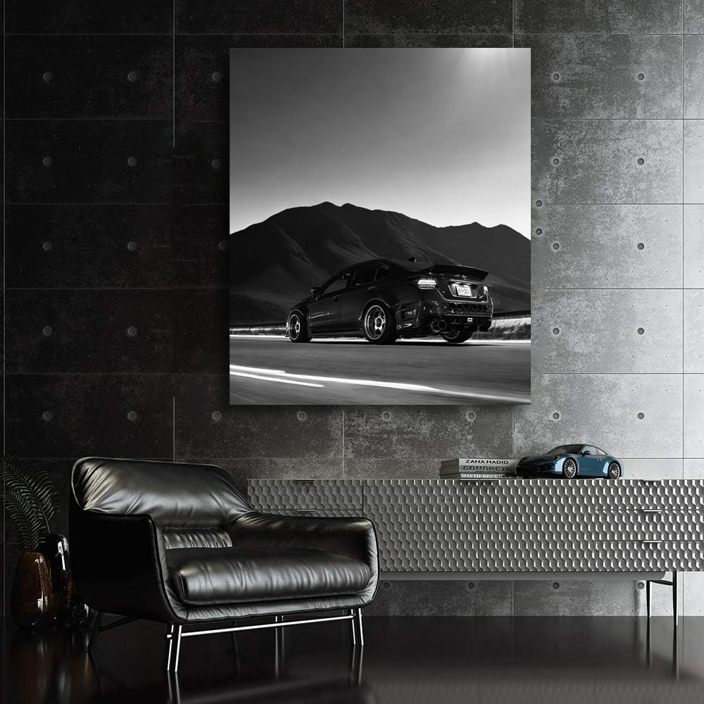 Subaru WRX Black & White Nature Shot - Dynamic Performance