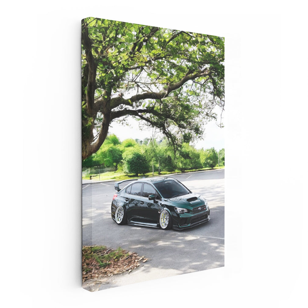Subaru WRX Beneath Tree: Rally Legend Awaiting Adventure