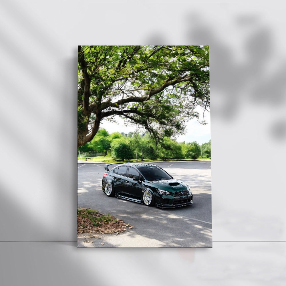 Subaru WRX Beneath Tree: Rally Legend Awaiting Adventure