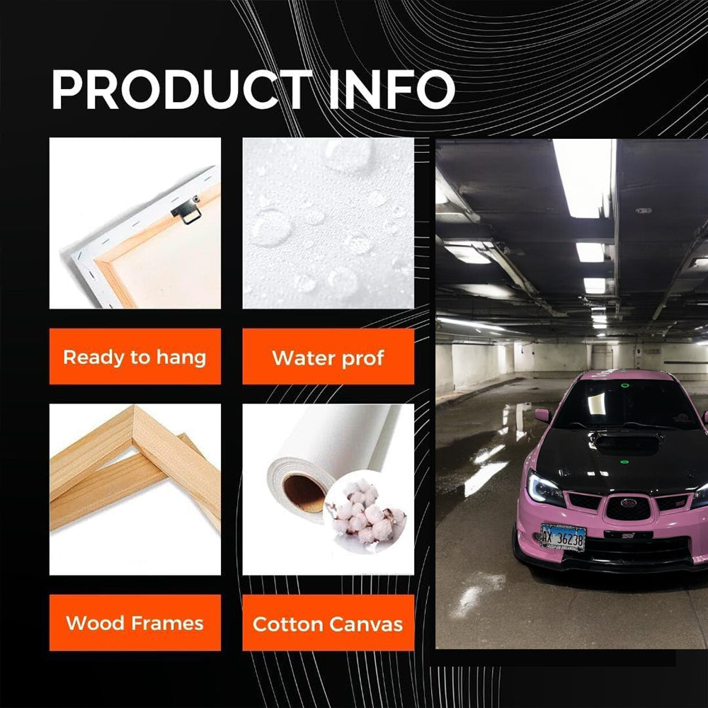 Pink Subaru WRX in Underground Parking - Bold and Sporty