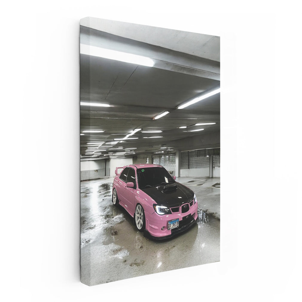 Subaru WRX in Pink: Stylish and Sporty in Underground Parking