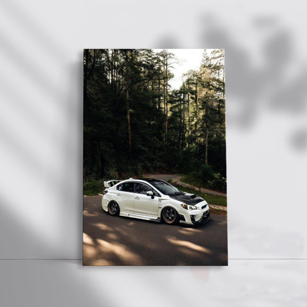 White Subaru WRX Roaming Forest Roads - Adventure Awaits