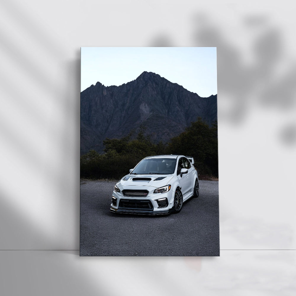 White Subaru WRX with Mountain Backdrop - Thrill Seeker's Ride