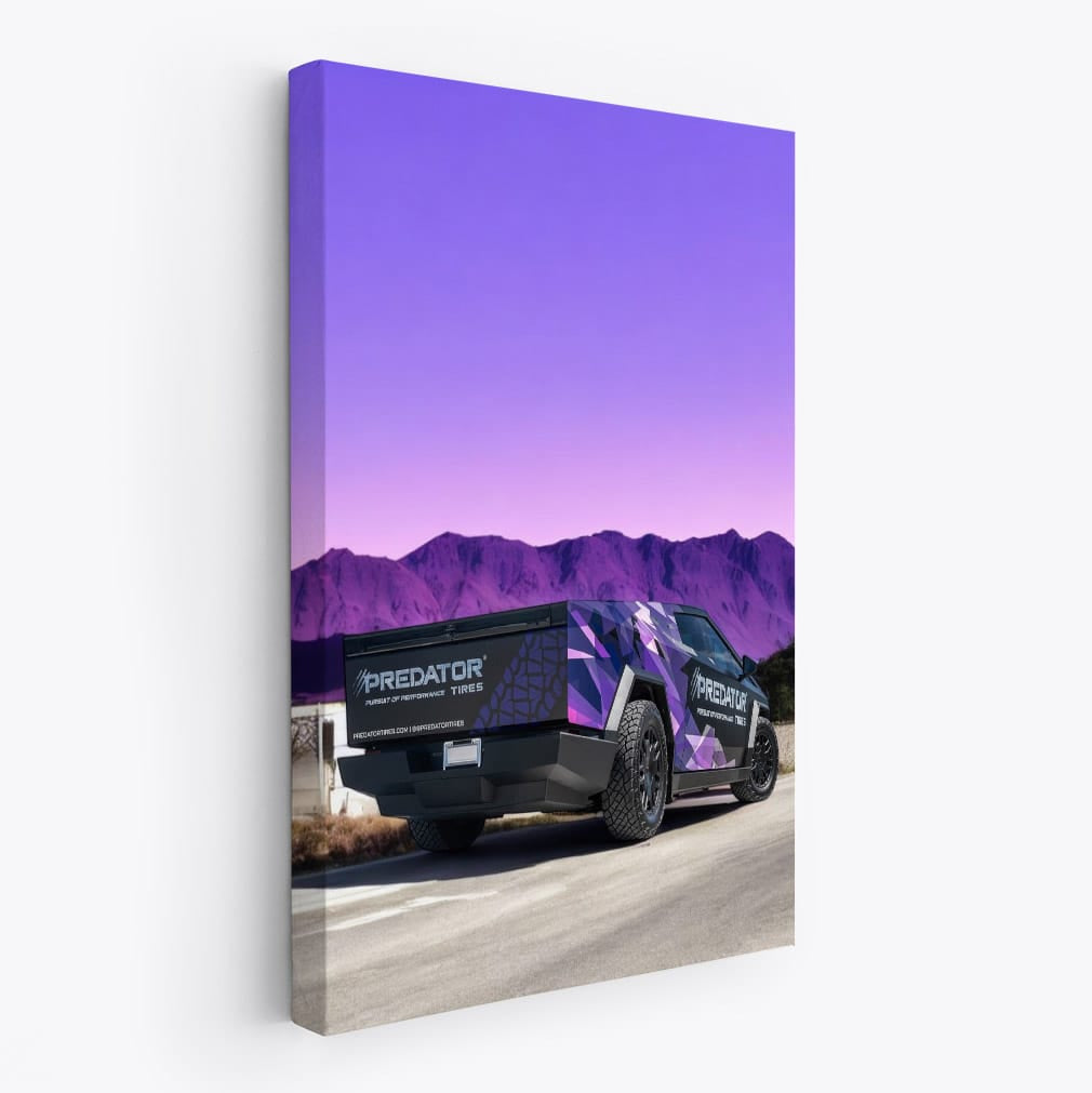 Tesla Cybertruck with Purple Mountains - Futuristic Power