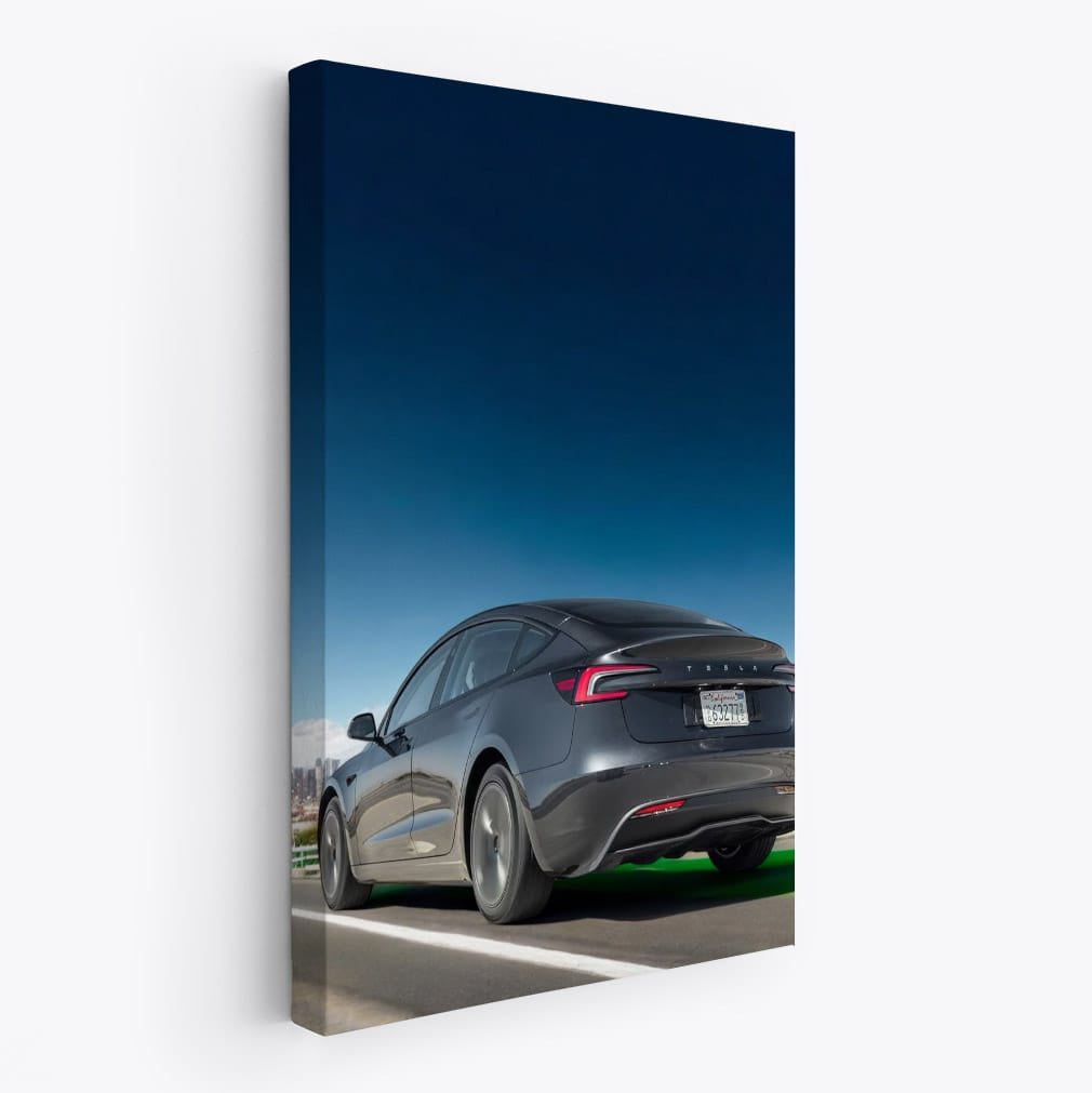 Tesla Model 3 with Urban Skyline - Elegance Meets Innovation