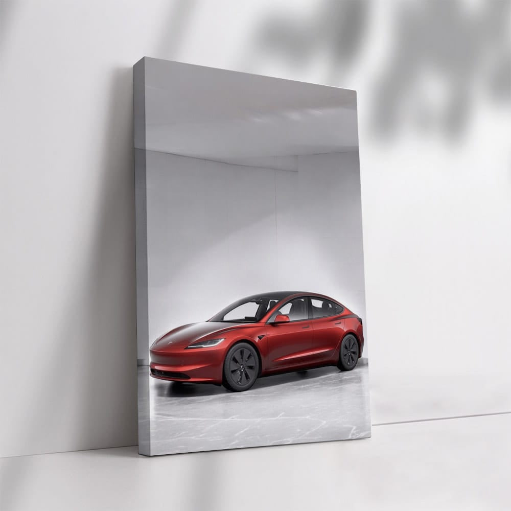 Tesla Model 3 Parked in Underground Garage - Sleek and Modern