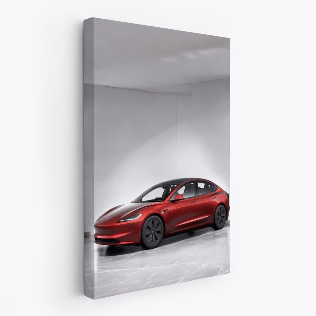 Tesla Model 3 Parked in Underground Garage - Sleek and Modern