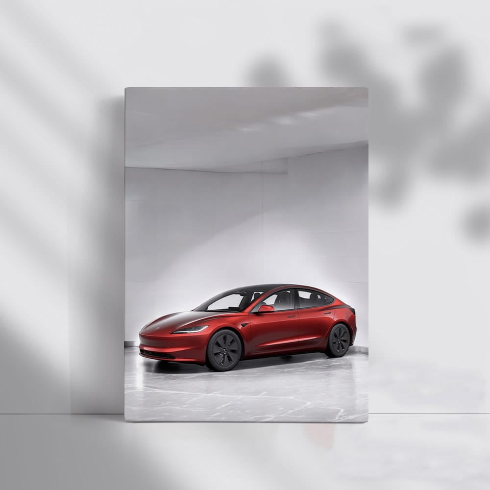 Tesla Model 3 Parked in Underground Garage - Sleek and Modern