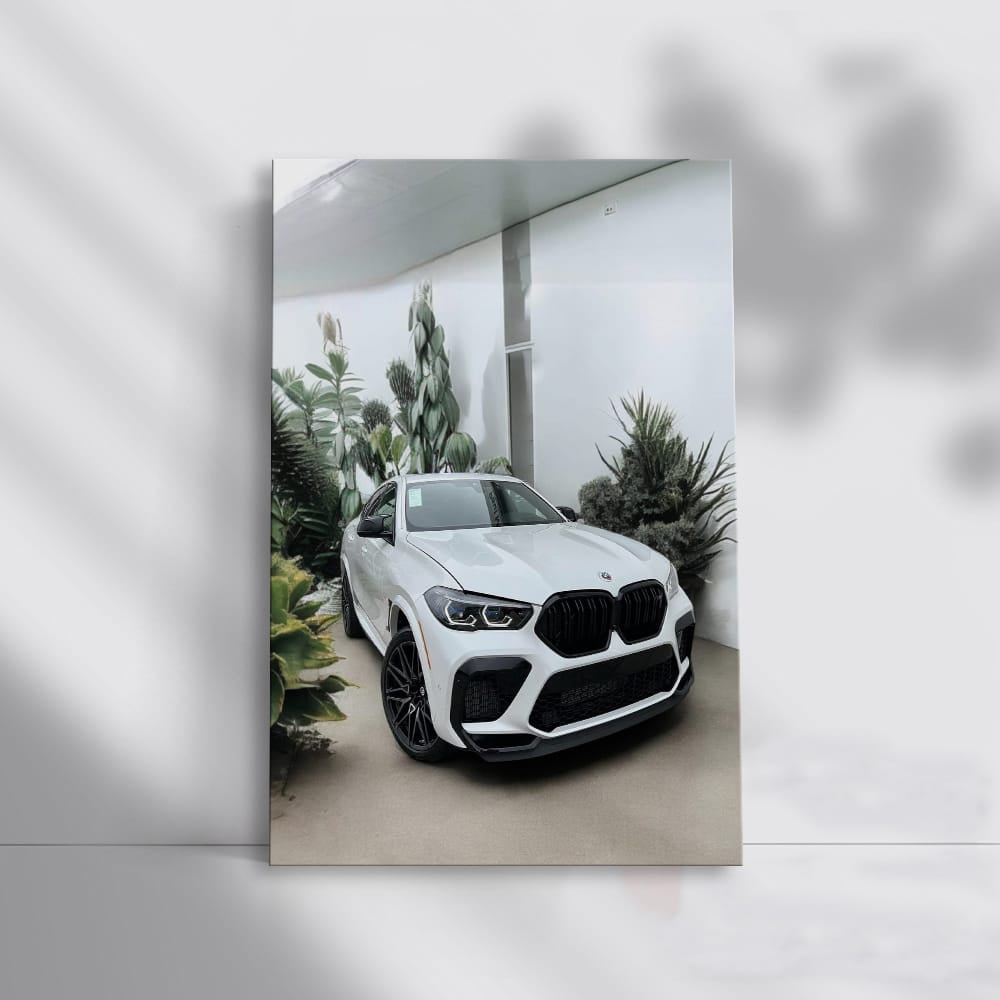 Sleek White BMW X6M Amidst Foliage - Power Meets Elegance