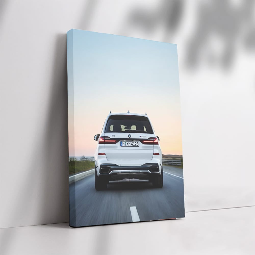 Rear View of Elegant White BMW X7 M50 - Power Meets Style