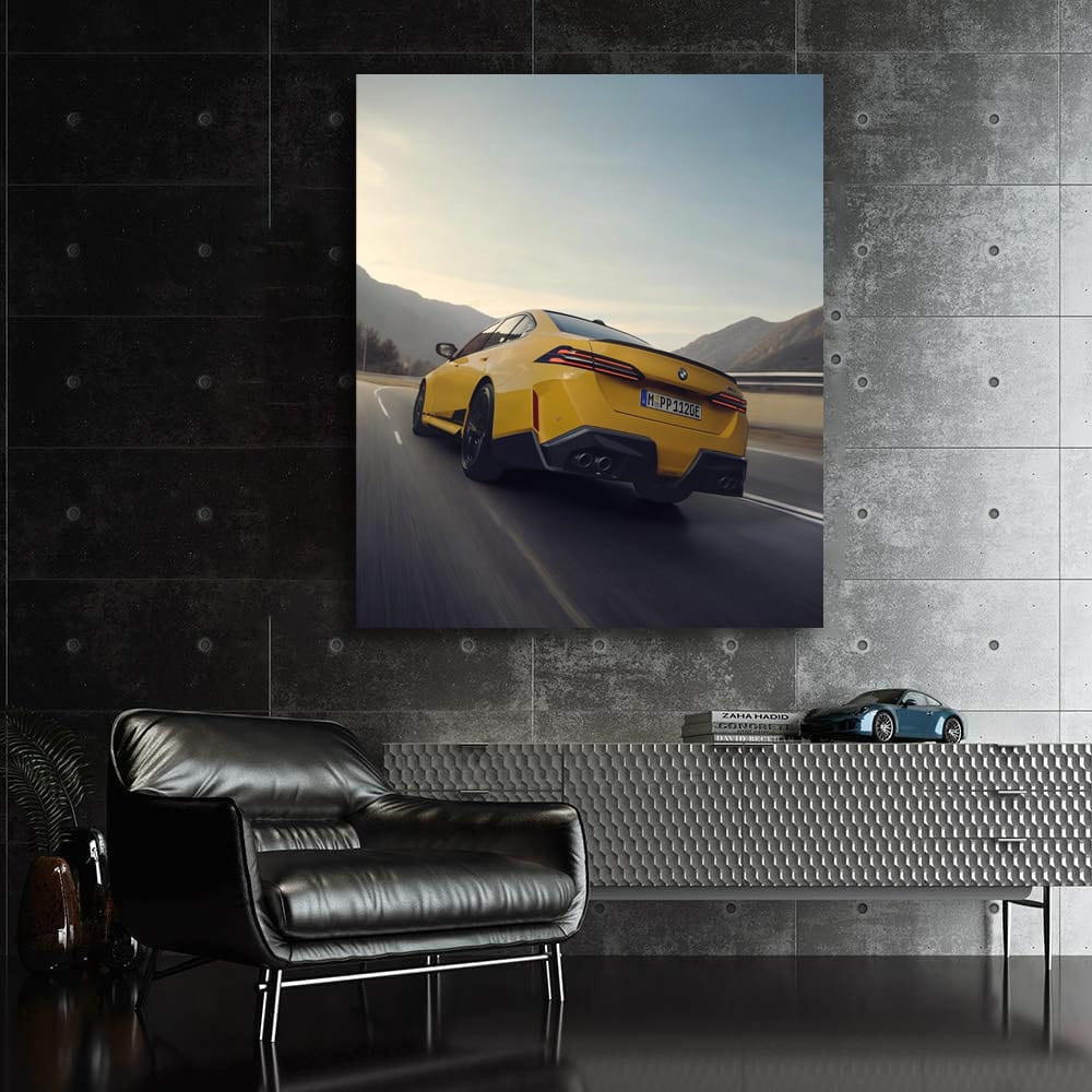 Yellow BMW M5 G90 Cruising Mountain Roads - Power and Elegance