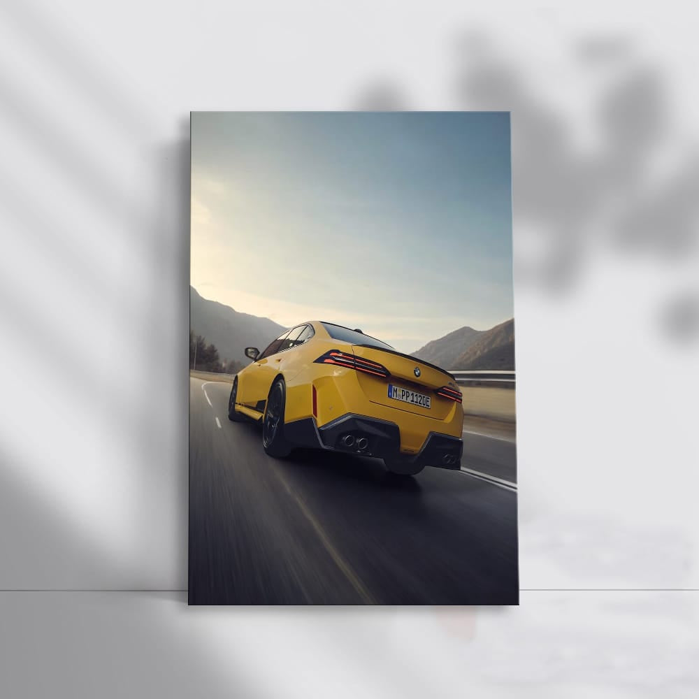 Yellow BMW M5 G90 Cruising Mountain Roads - Power and Elegance