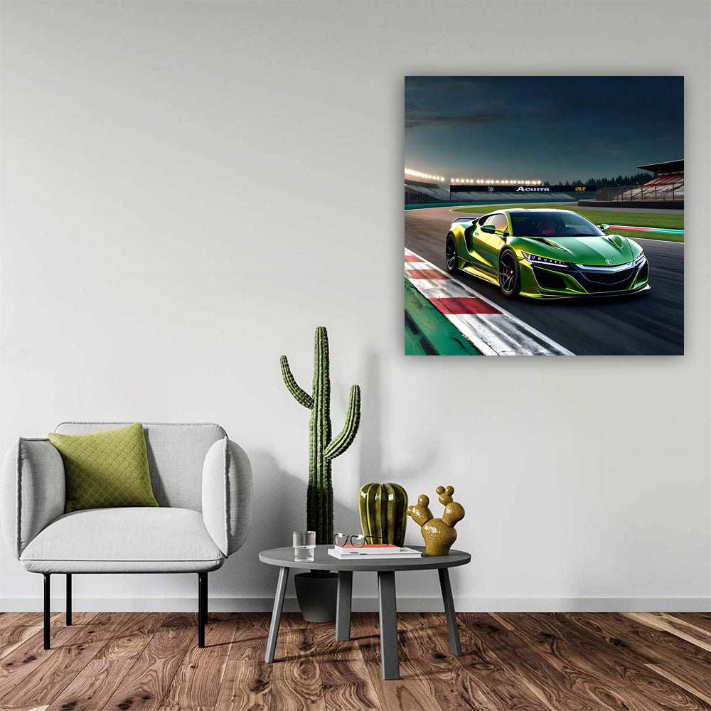 Green Acura NSX on Track - Precision and Power