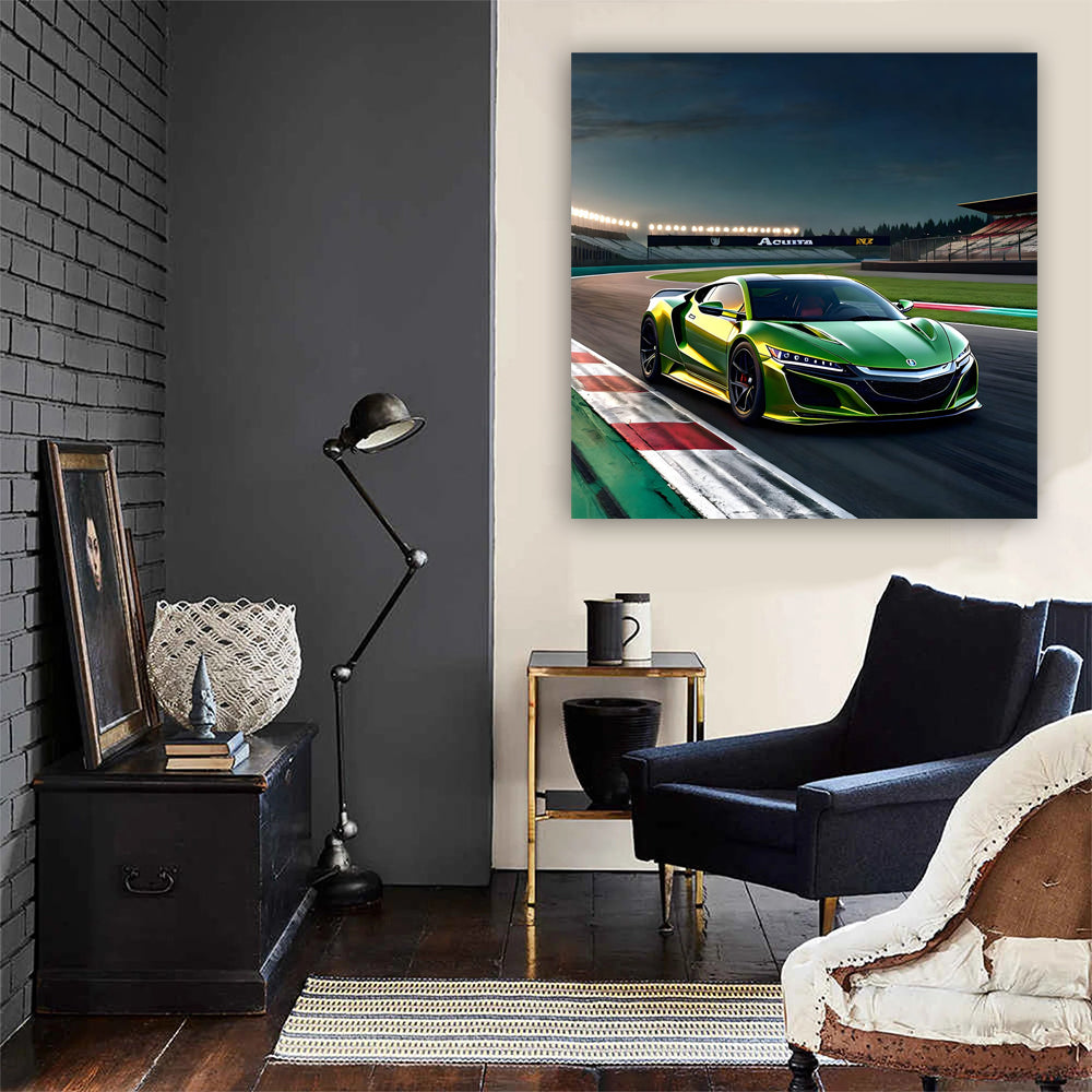 Green Acura NSX on Track - Precision and Power
