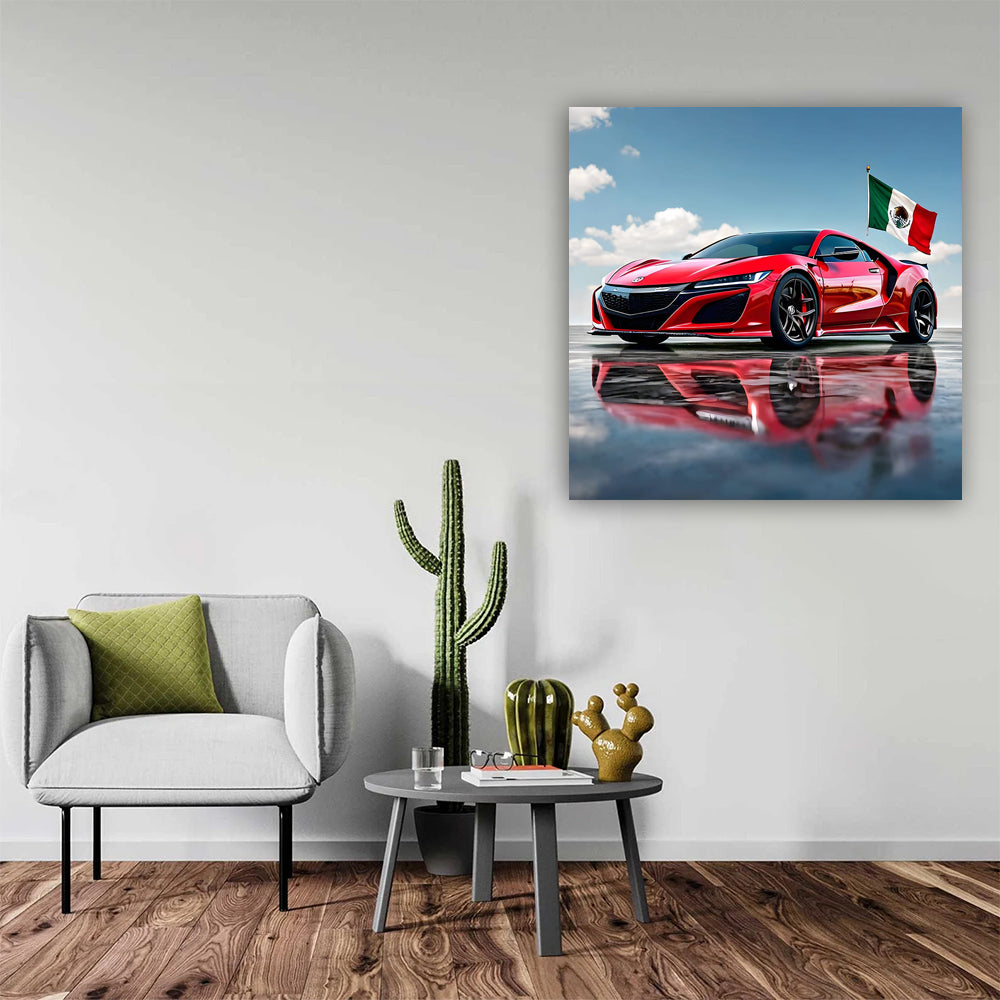 Red Acura NSX with Mexican Flag - Speed Meets Elegance
