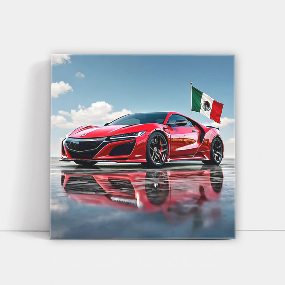 Red Acura NSX with Mexican Flag - Speed Meets Elegance