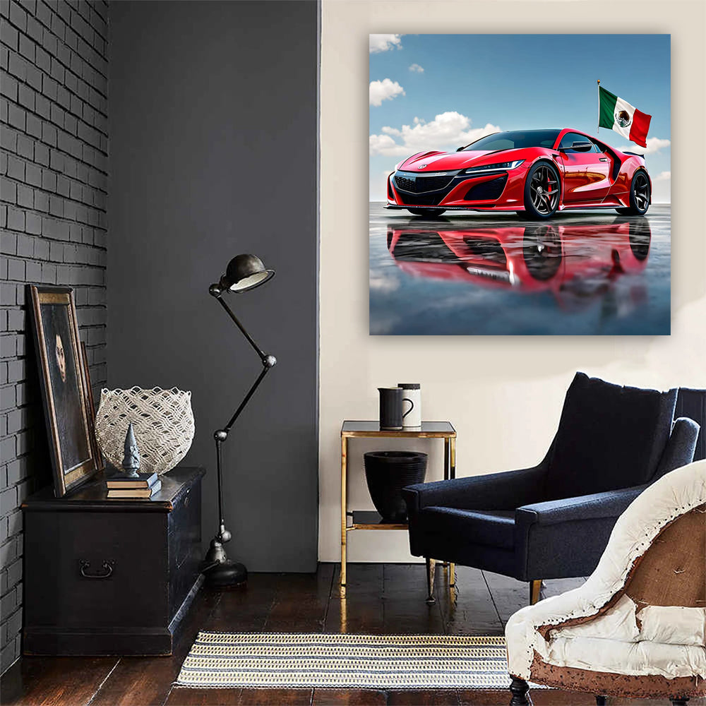 Red Acura NSX with Mexican Flag - Speed Meets Elegance