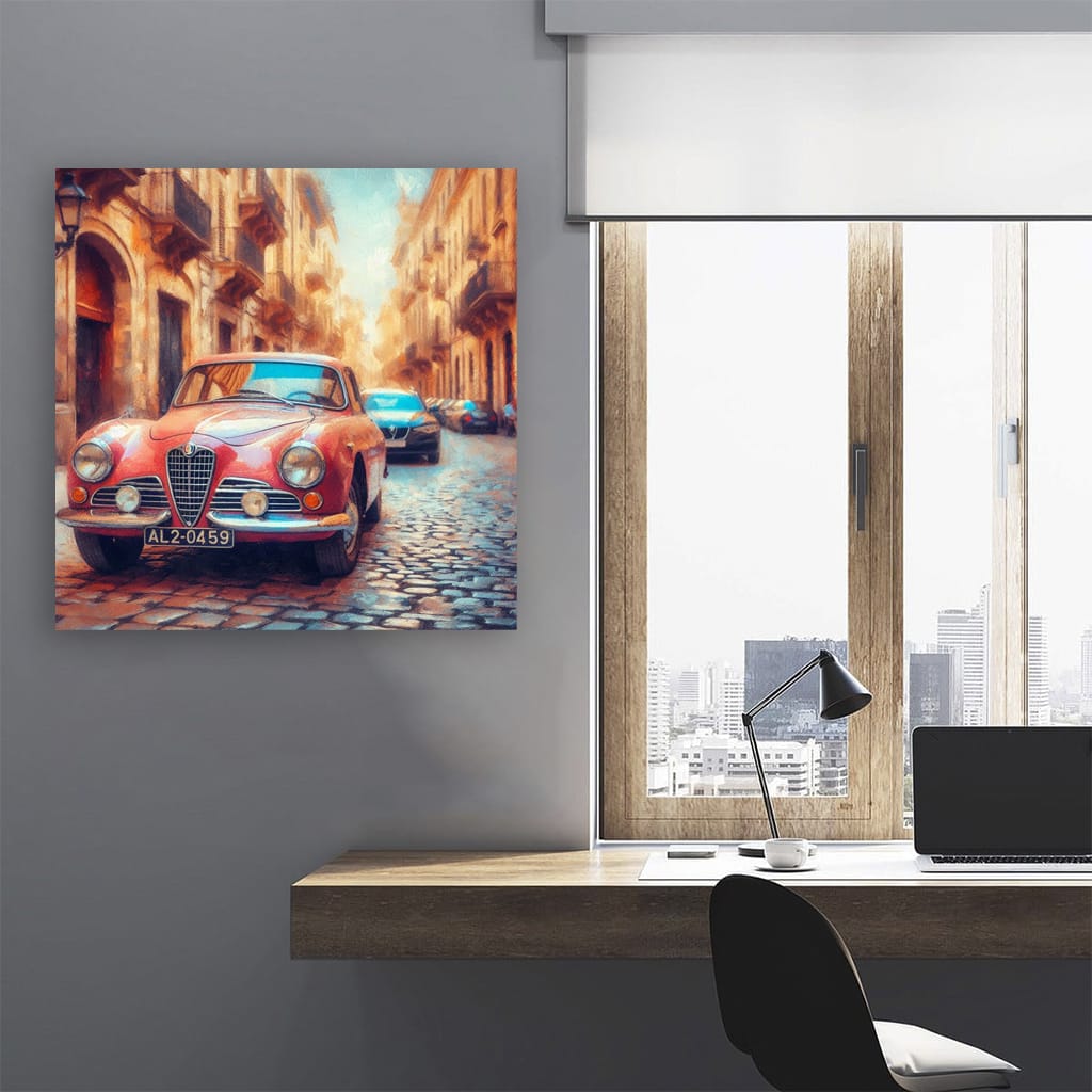 Alfa Romeo Old Retro Impressionism Wall Art