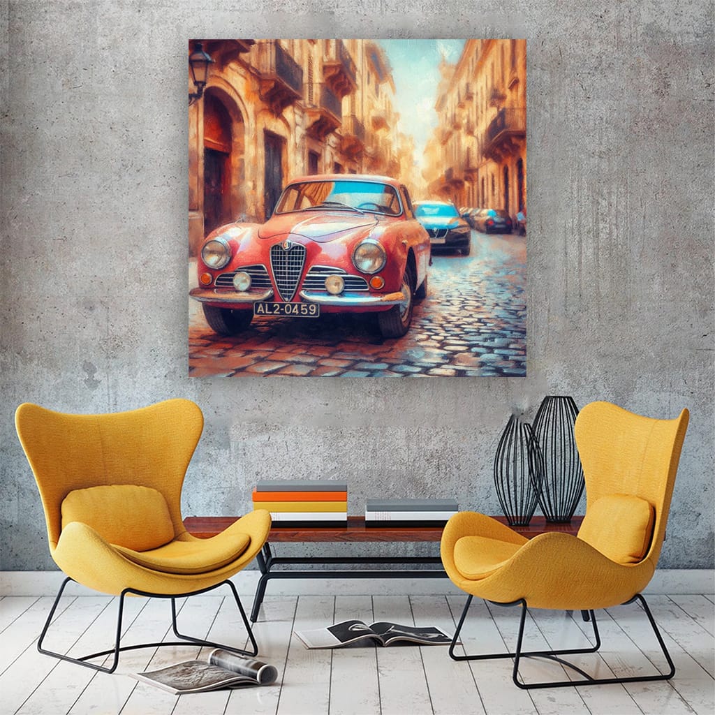 Alfa Romeo Old Retro Impressionism Wall Art