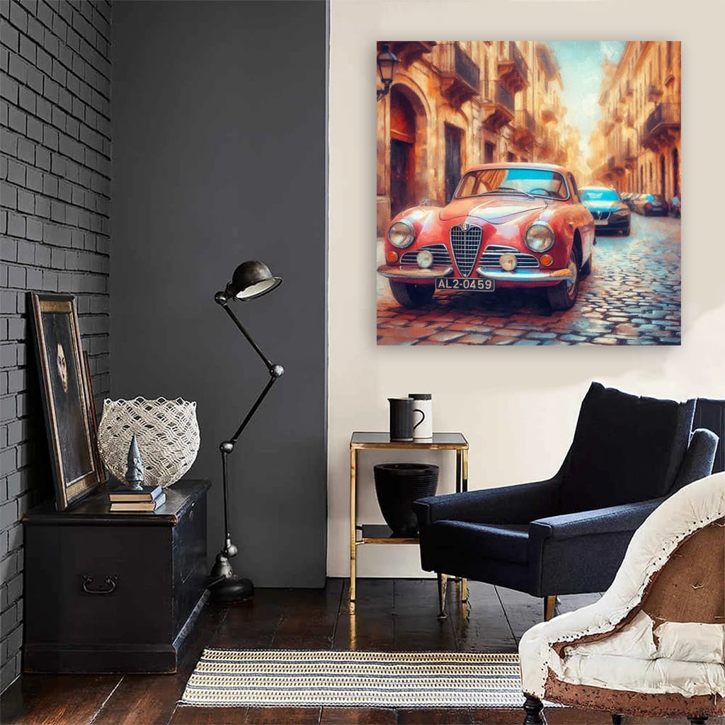 Alfa Romeo Old Retro Impressionism Wall Art