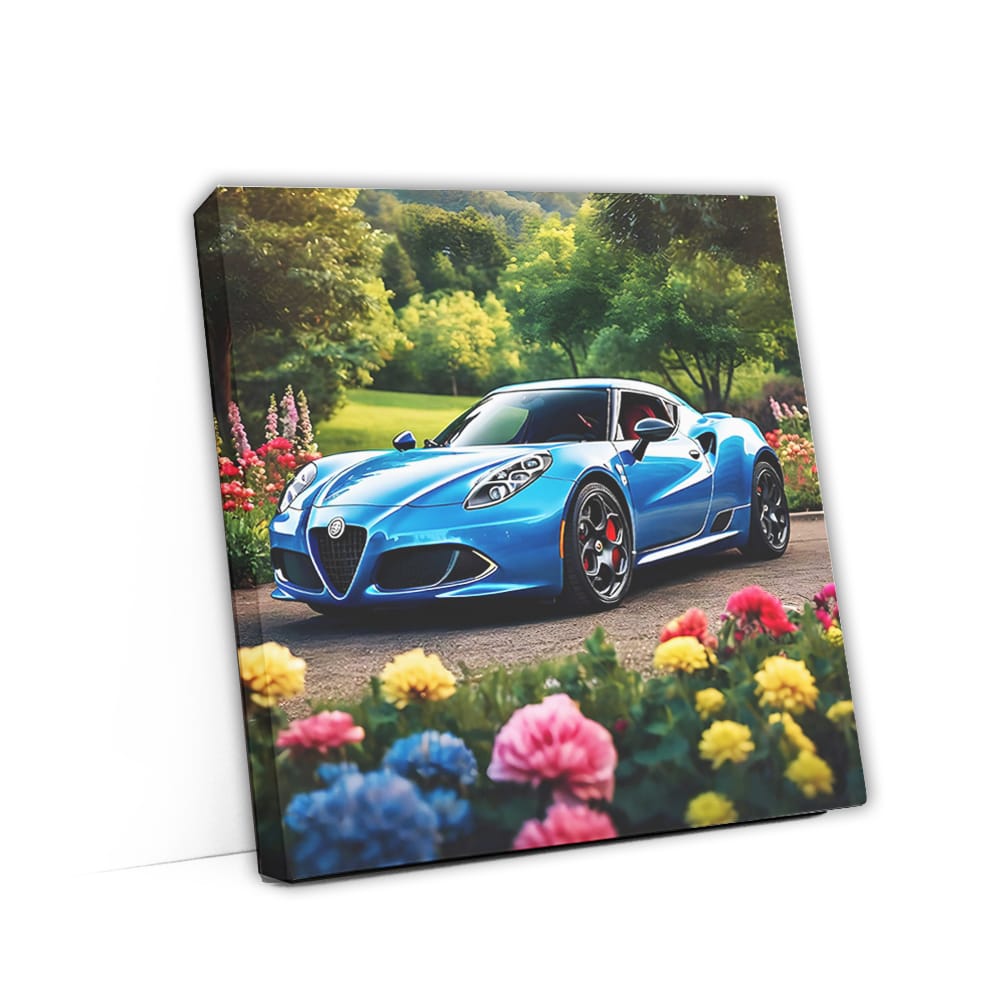 Alfa Romeo 4c Blue In Flower Wall Art