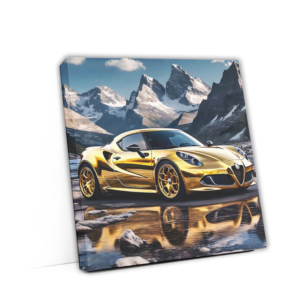 Alfa Romeo 4c Gold In Mountai Wall Art