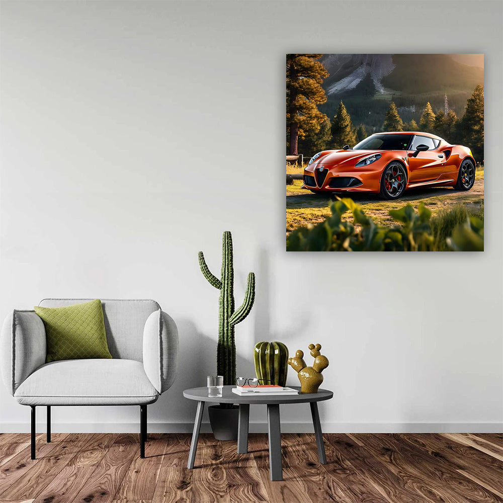 Vibrant Orange Alfa Romeo 4C in Scenic Park - Pure Elegance