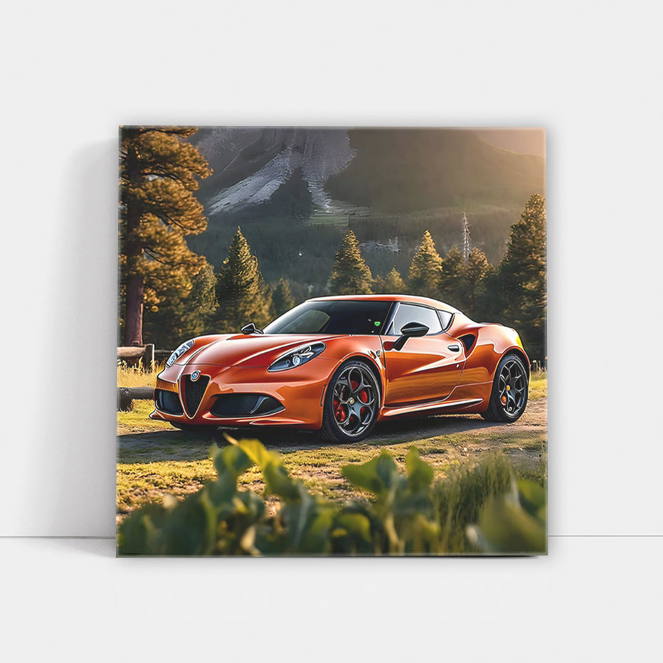 Vibrant Orange Alfa Romeo 4C in Scenic Park - Pure Elegance