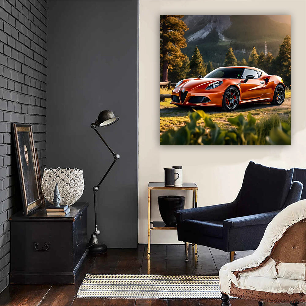 Vibrant Orange Alfa Romeo 4C in Scenic Park - Pure Elegance