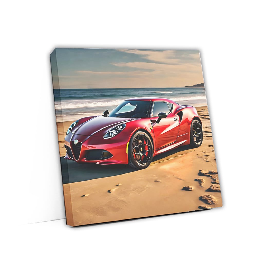 Alfa Romeo 4c Red On Beac Wall Art