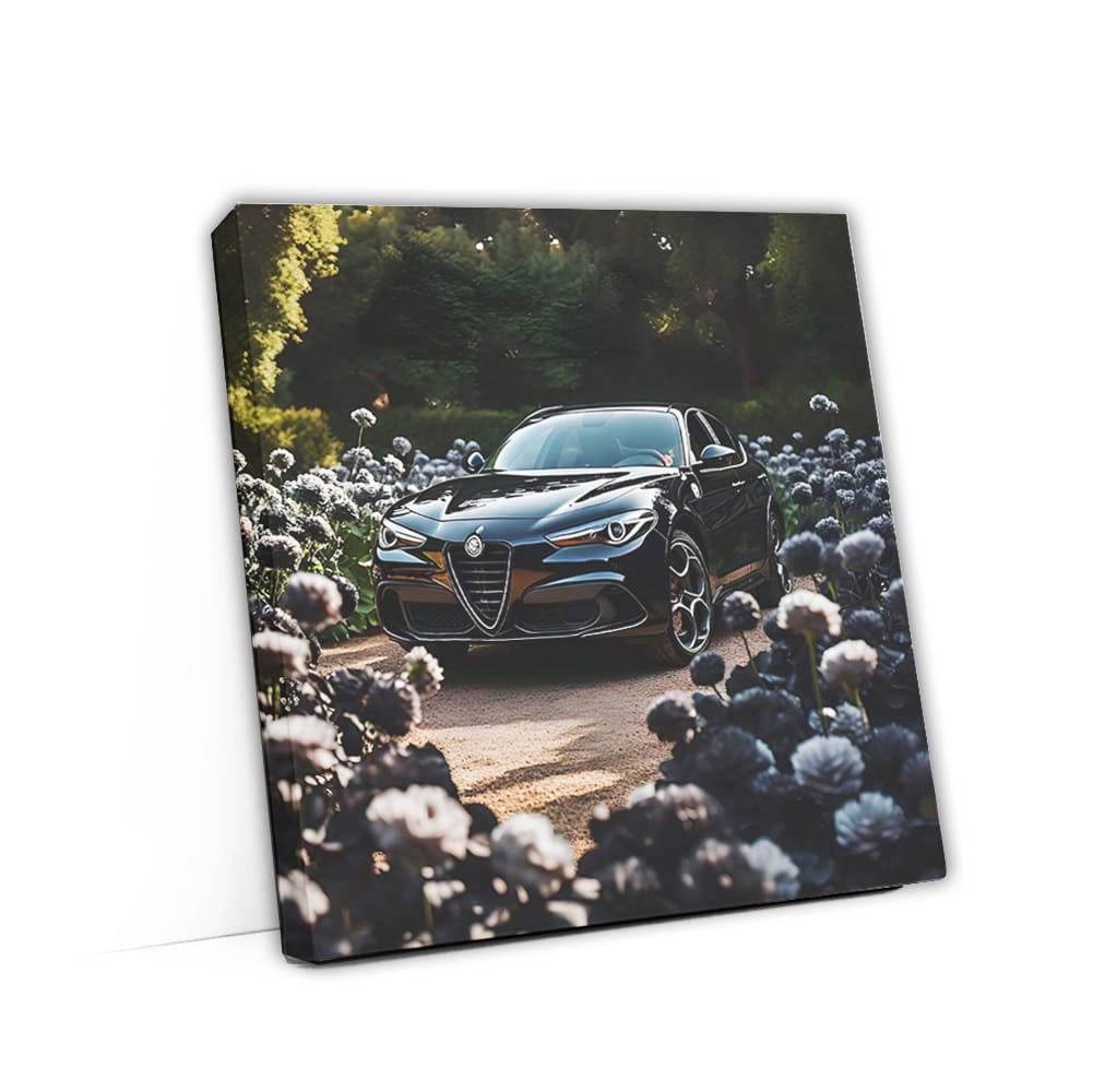 Alfa Romeo Stelvio Quadrifoglio Black In Flower Wall Art
