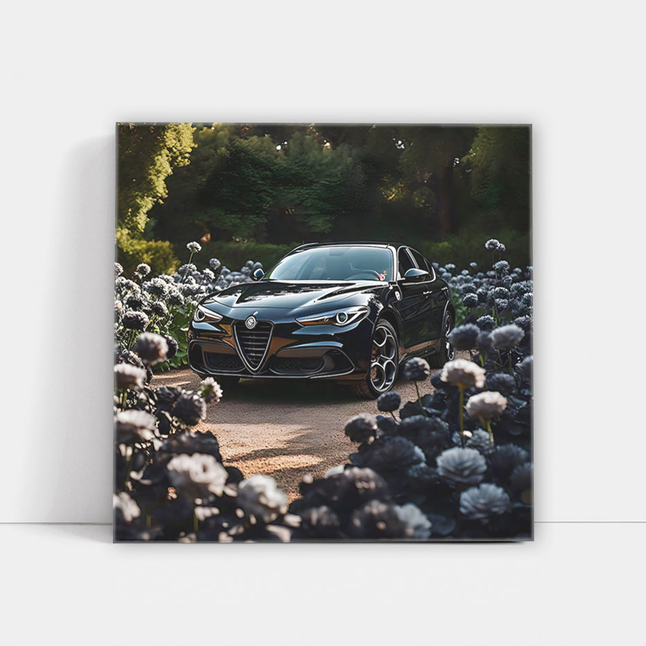 Alfa Romeo Stelvio Quadrifoglio Amid Flowers - Power Unleashed