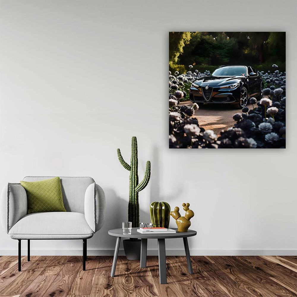 Alfa Romeo Stelvio Quadrifoglio Amid Flowers - Power Unleashed