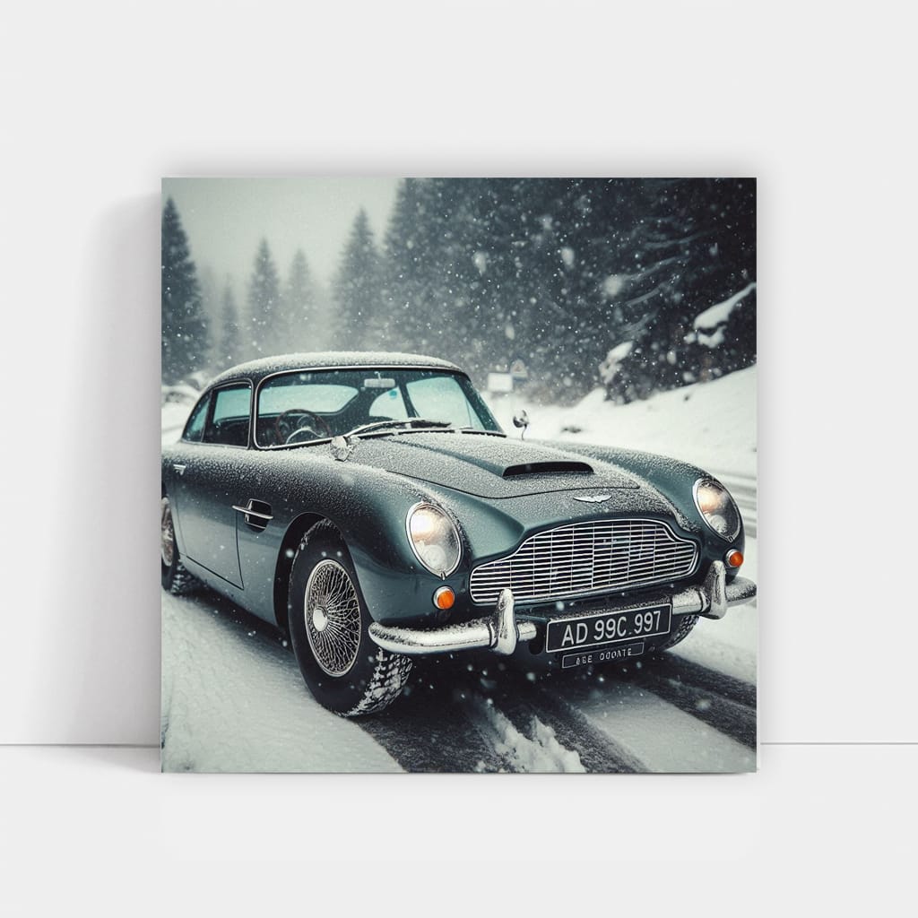 Aston Martin Old Retro Snowfa Wall Art