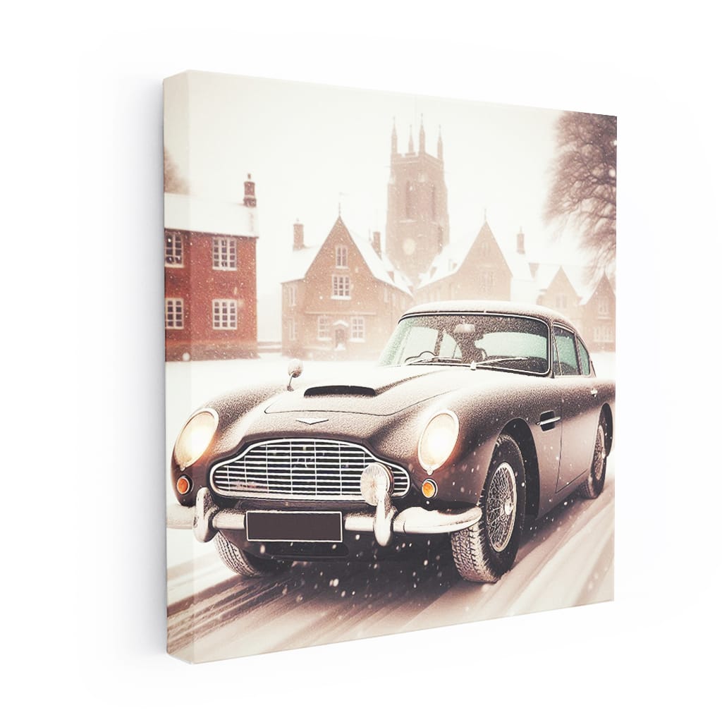 Aston Martin Old Retro Snowfall Wall Art