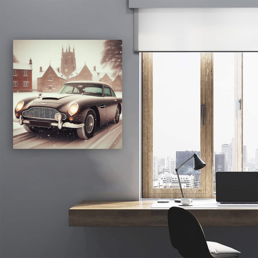 Aston Martin Old Retro Snowfall Wall Art