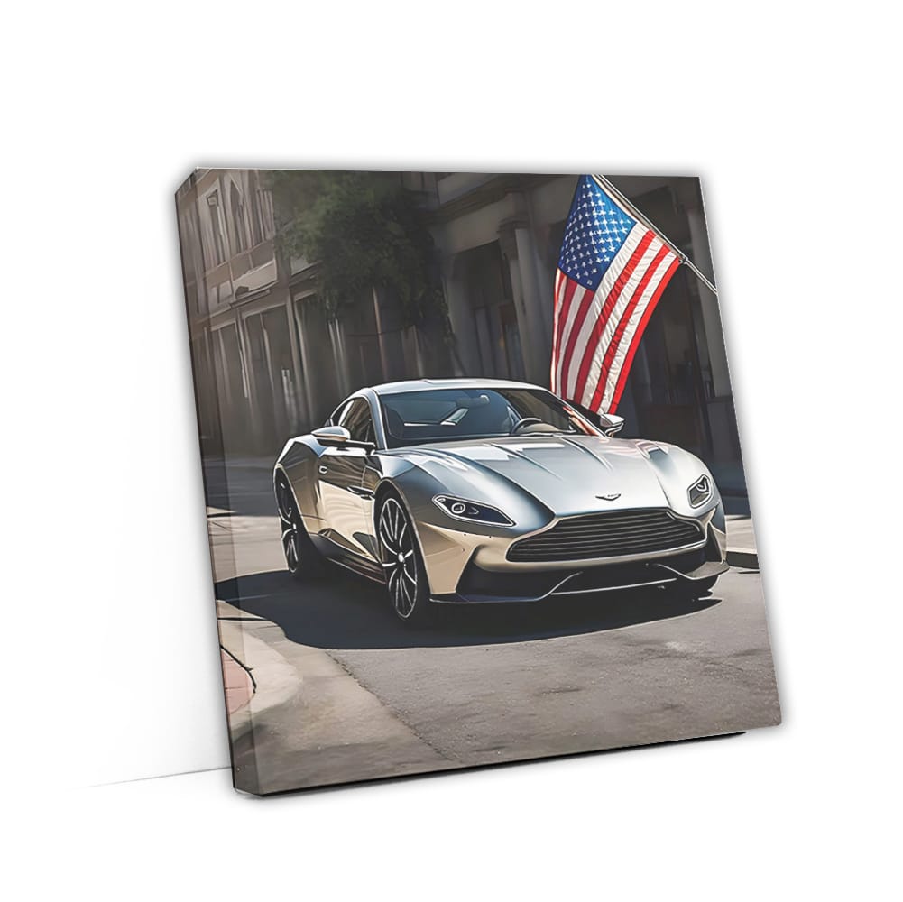 Aston Martin Db11 Silver With Flag United State Wall Art