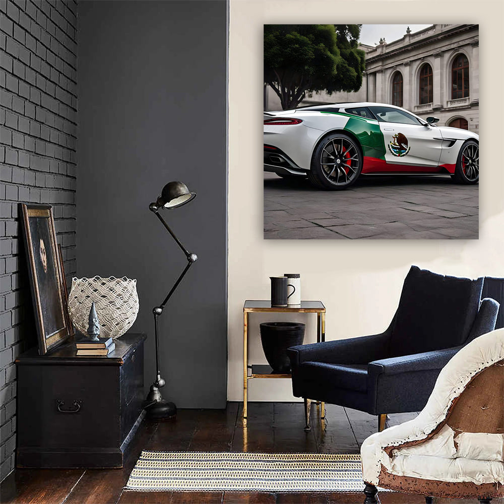 White Aston Martin DB11 with Mexican Flag - Elegance in Motion