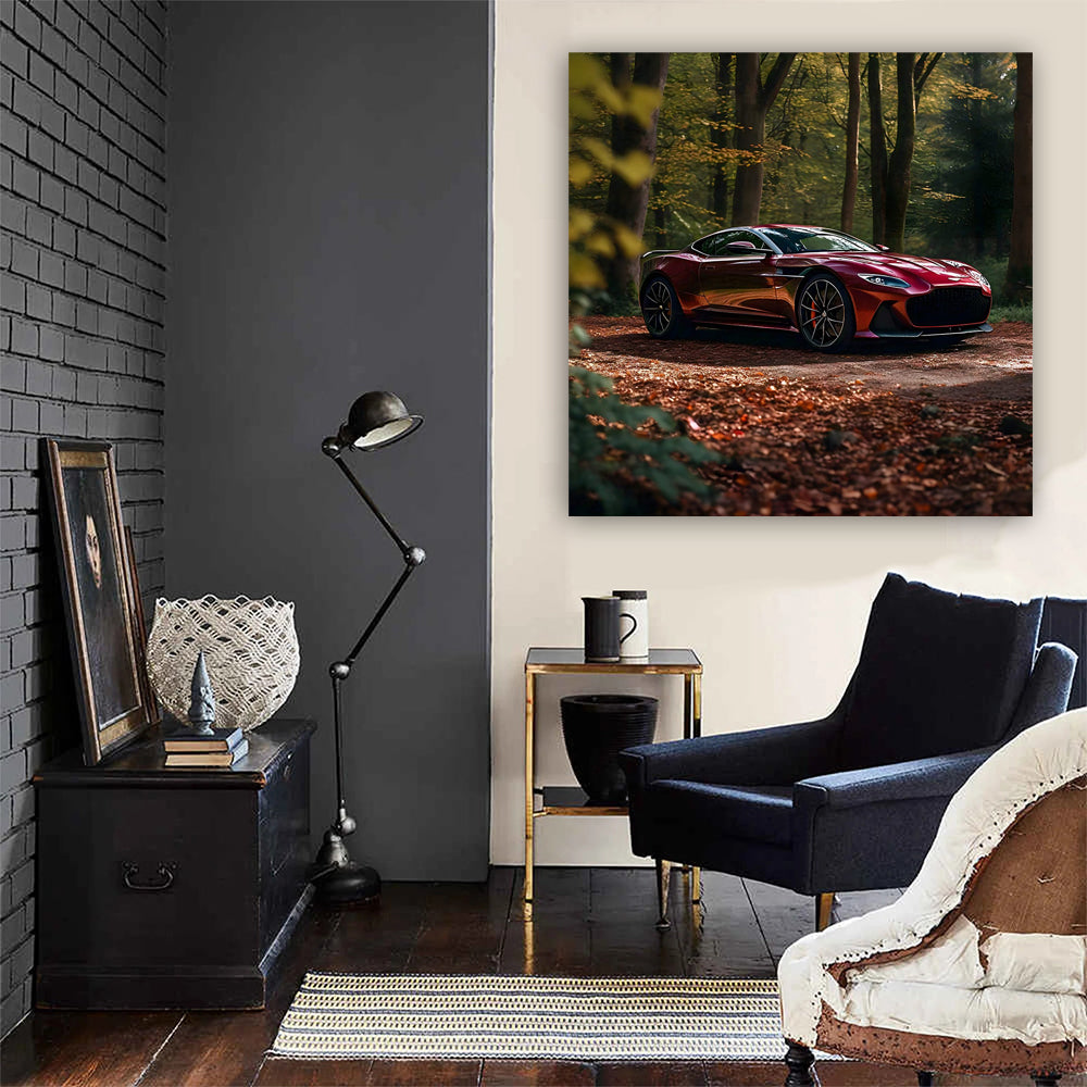 Burgundy Aston Martin DBS Superleggera in Forest - Pure Elegance